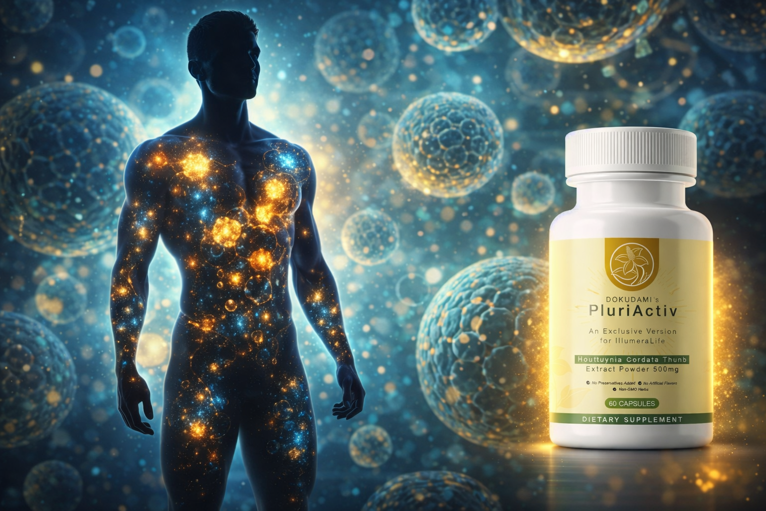 Cellular health antioxidant support graphic with woman