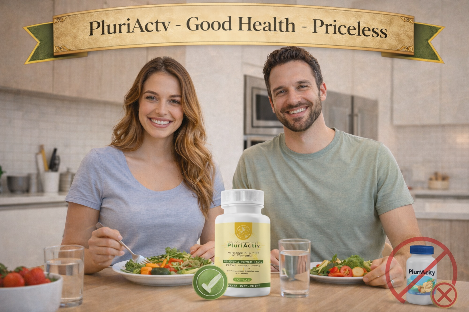 Woman reaching for PluriActiv bottle